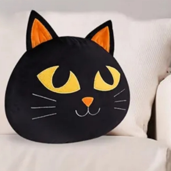 Set 2 Black Cats Pumpkins Pillow Covers Square Cat Gift Pillows New - Picture 6 of 6